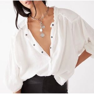 Free People Round Hem Gauze Beach Day Top Small